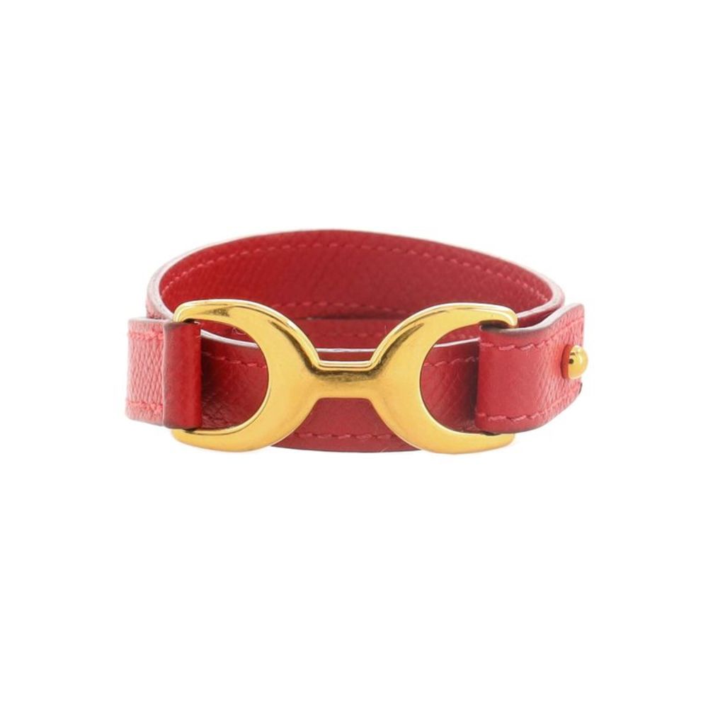 Hermes Pavane Double Tour Bracelet Leather Red